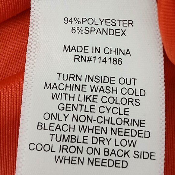 Juicy Couture Dress XL Velour Ruched Bodycon Cold Shoulder High Neck Red Orange - Picture 10 of 10